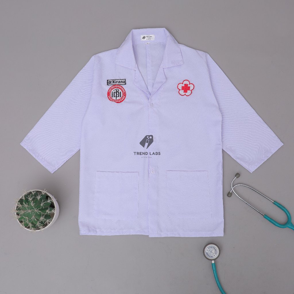CHILDRENS DOCTOR COSTUME PROFESSIONAL CLOTHES LAB COAT COSTUME (AGES 1 - 13 ปี)