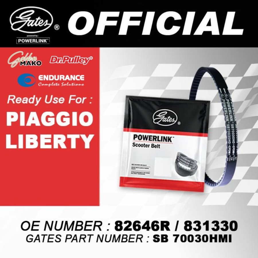 VAN BELT VBELT GATES VESPA PIAGGIO LIBERTY POWERLINK EPDM