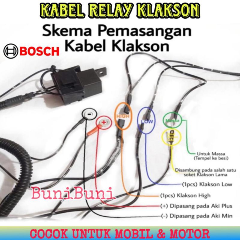 บ๊อช สายรีเลย์แตรสําหรับรถยนต์และรถจักรยานยนต์ / ชุดสายรีเลย์ บ๊อช สําหรับแตรเดิม 2 อัน - รูปที่ 3