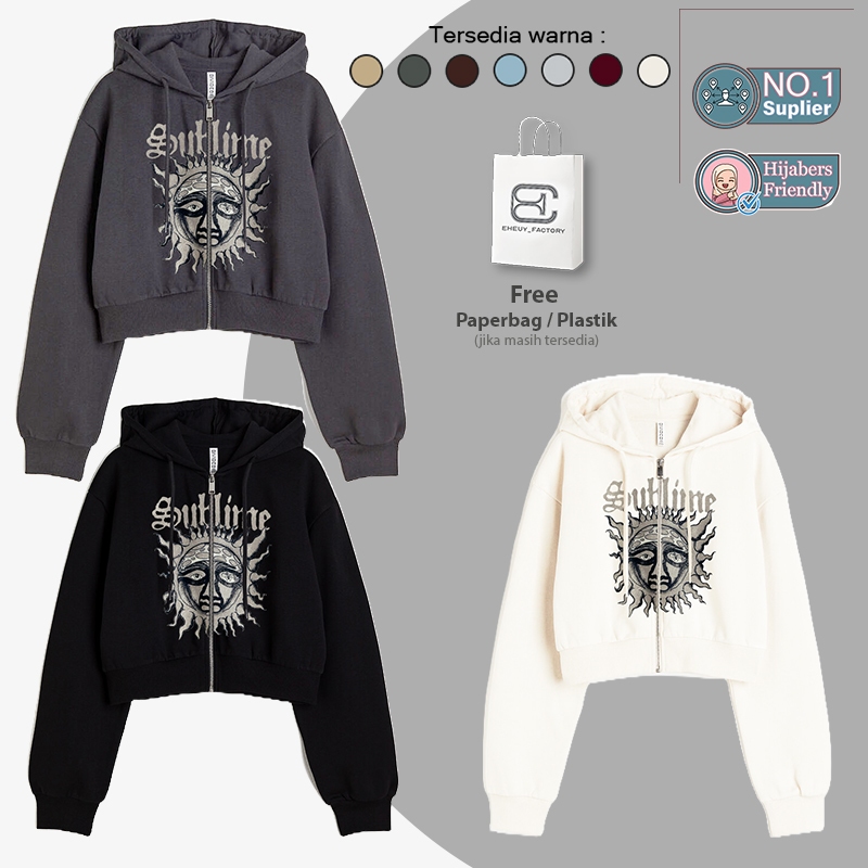 ZIPPER CROP SUBLIMIE BASIC WOMENS CROP JACKET ZIPPER SWETER CROPTOP HOODIE CROP