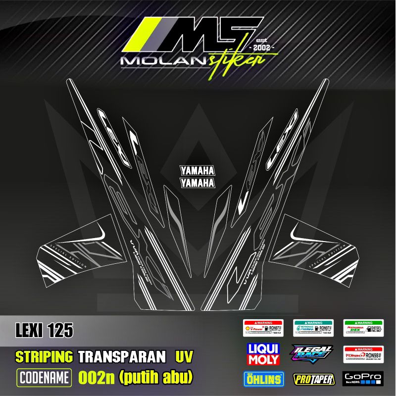 Putih Decal สติกเกอร์ Striping โปร่งใส Variations Uv Lexi 125 Cyber City Yamaha Lexi 125 2018-2023 L