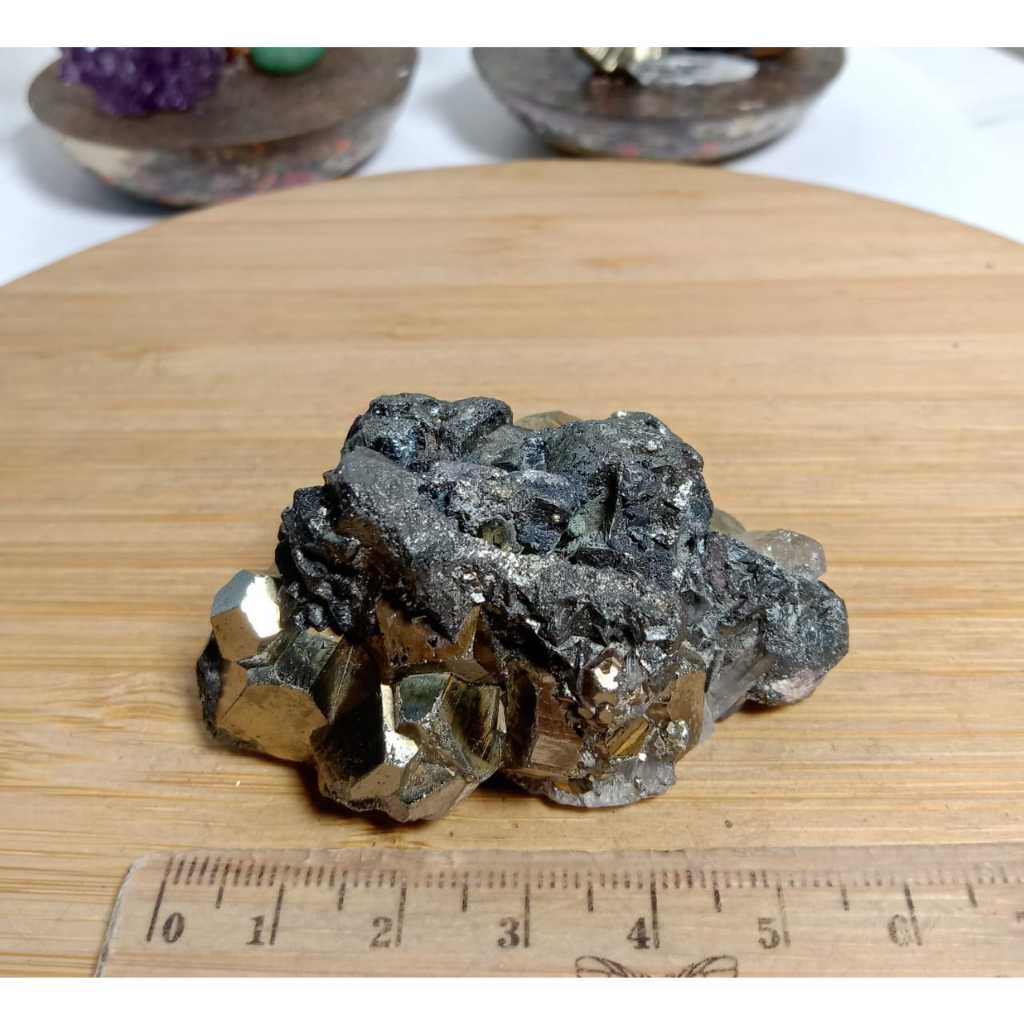 Natural Golden Cube Pyrite Cluster Nusantara คุณภาพสูงสุด (1)