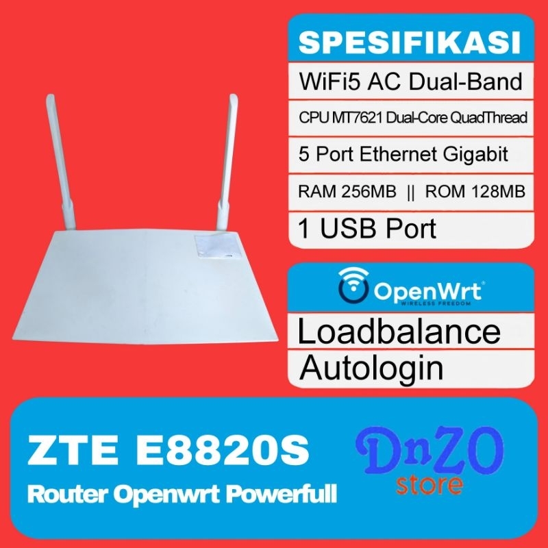 LINKSYS Zte e8820s Openwrt Wifi5 ac Dual-band loadbalance autologin wms wifi.id เราเตอร์ไร้รอยต่อ Du