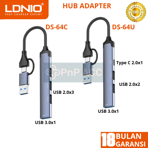 LDNIO Hub Adapter Converter DS-64C DS-64U Docking Station USB 3.0 Type C 4 in 1 5Gbps Fast Transmiss