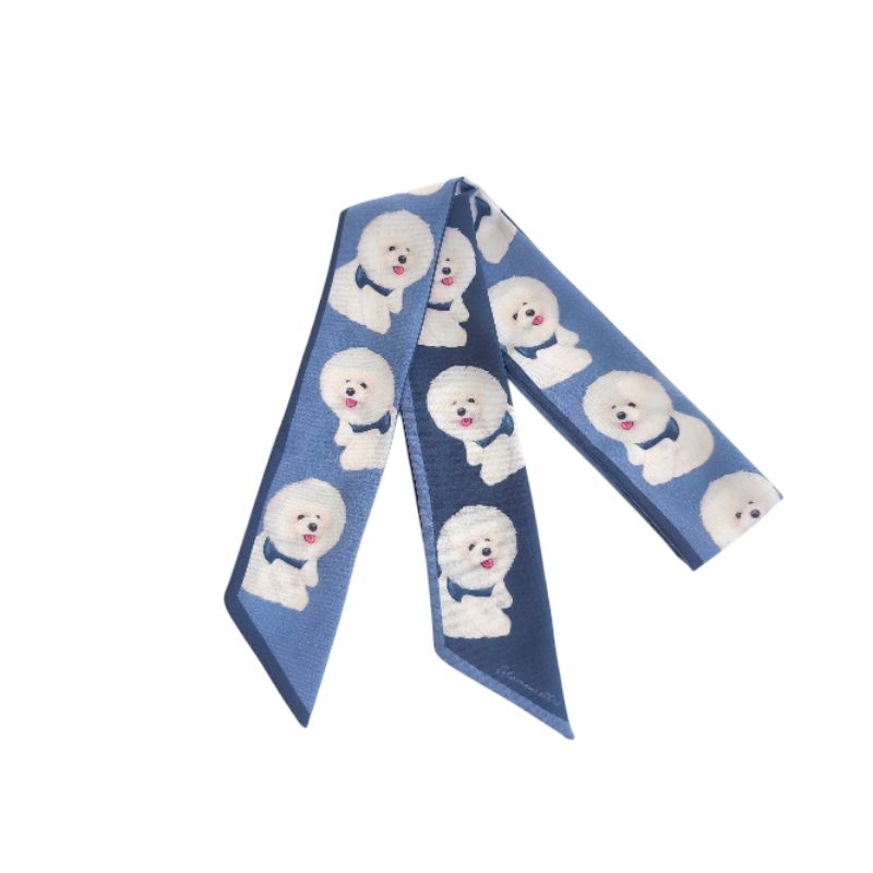 Twilly Scarf Scarf Bag Bandana Bichon Blue Puff