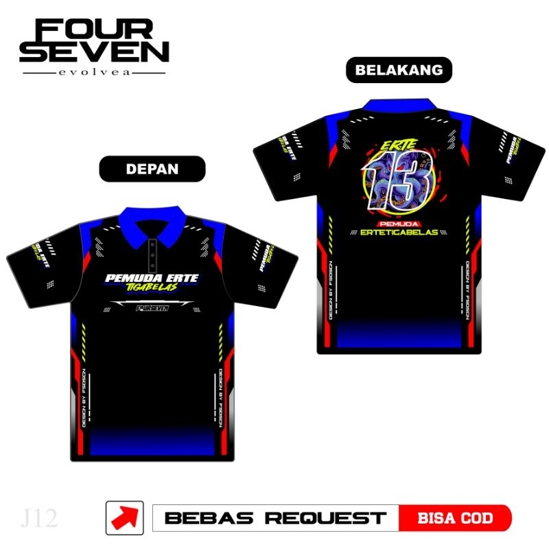 CUSTOM RACING JERSEY FULL PRINTING Youth erte tigabelas เสื้อยืดเยาวชนสําหรับผู้ชายและผู้หญิง RT RW 