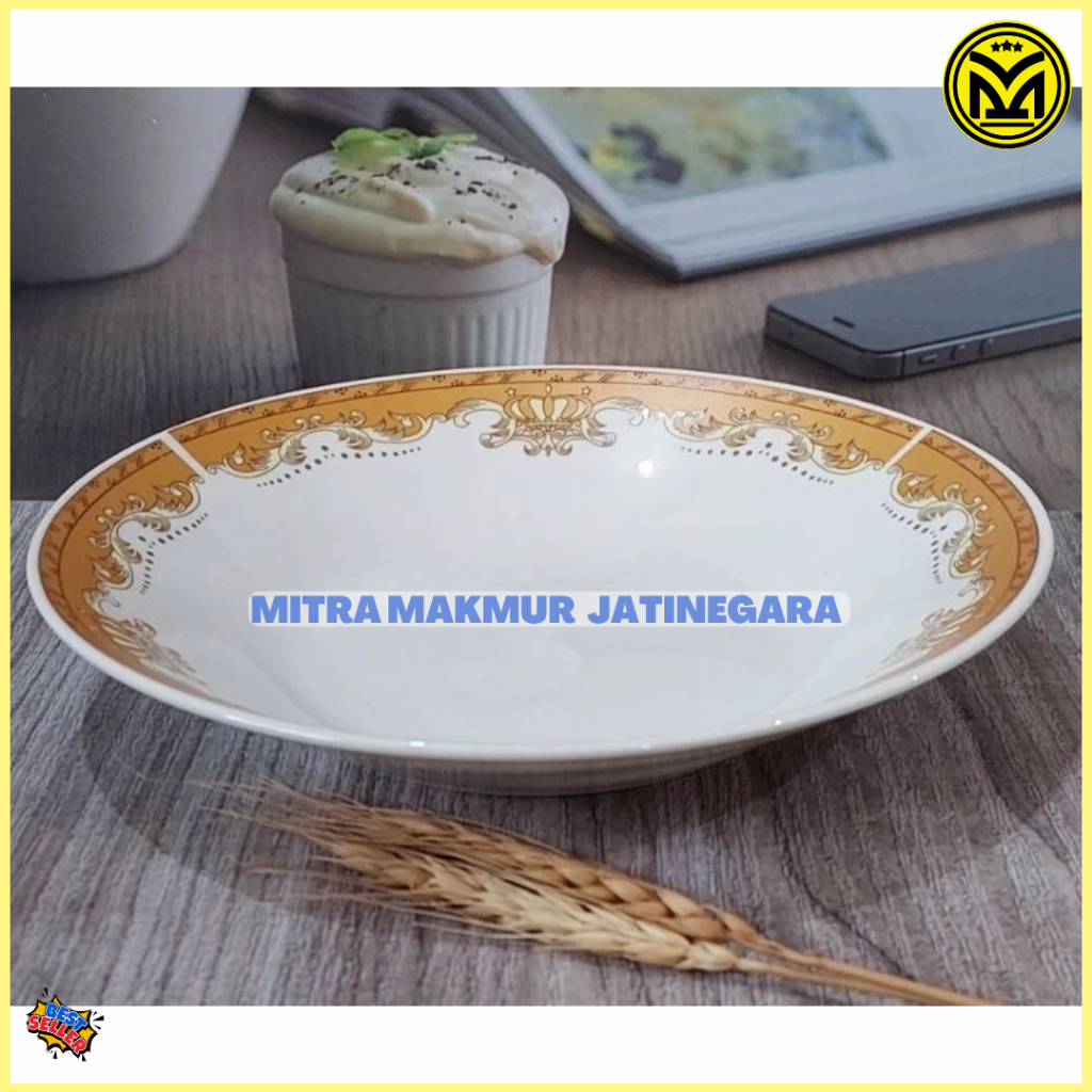 ขาย 9 นิ้ว SUNBIRD CROWN DINNER PLATES GOLD MOTIF PLATES HOTEL BUFFET PLATES จานเซรามิก