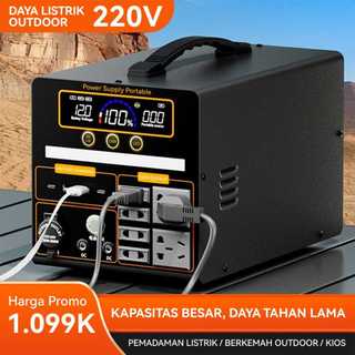 [Ready]Portable Power Station Outdor camping  AC/DC/USB/TYPE-C 220V 300W/500W/800W/1200W/1700W Baterai  333Wh/444Wh/666Wh/1332Wh