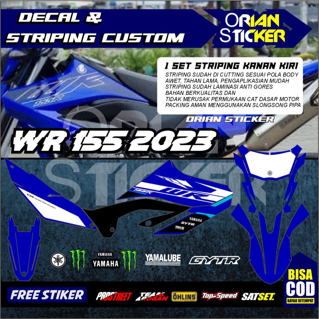 Striping wr 155 2023 น้ําเงินขาว / triping wr155 original yamaha blue