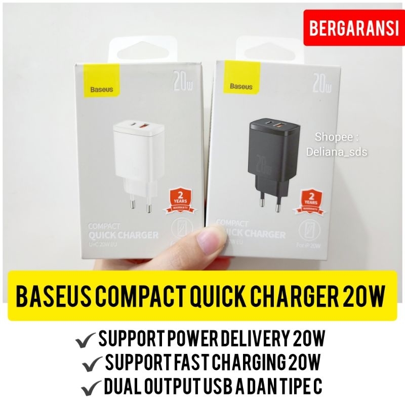 Baseus 20W Dual Port Charger อย่างเป็นทางการรับประกัน 1 ปี Baseus Dual Port Charger Baseus Fast Char