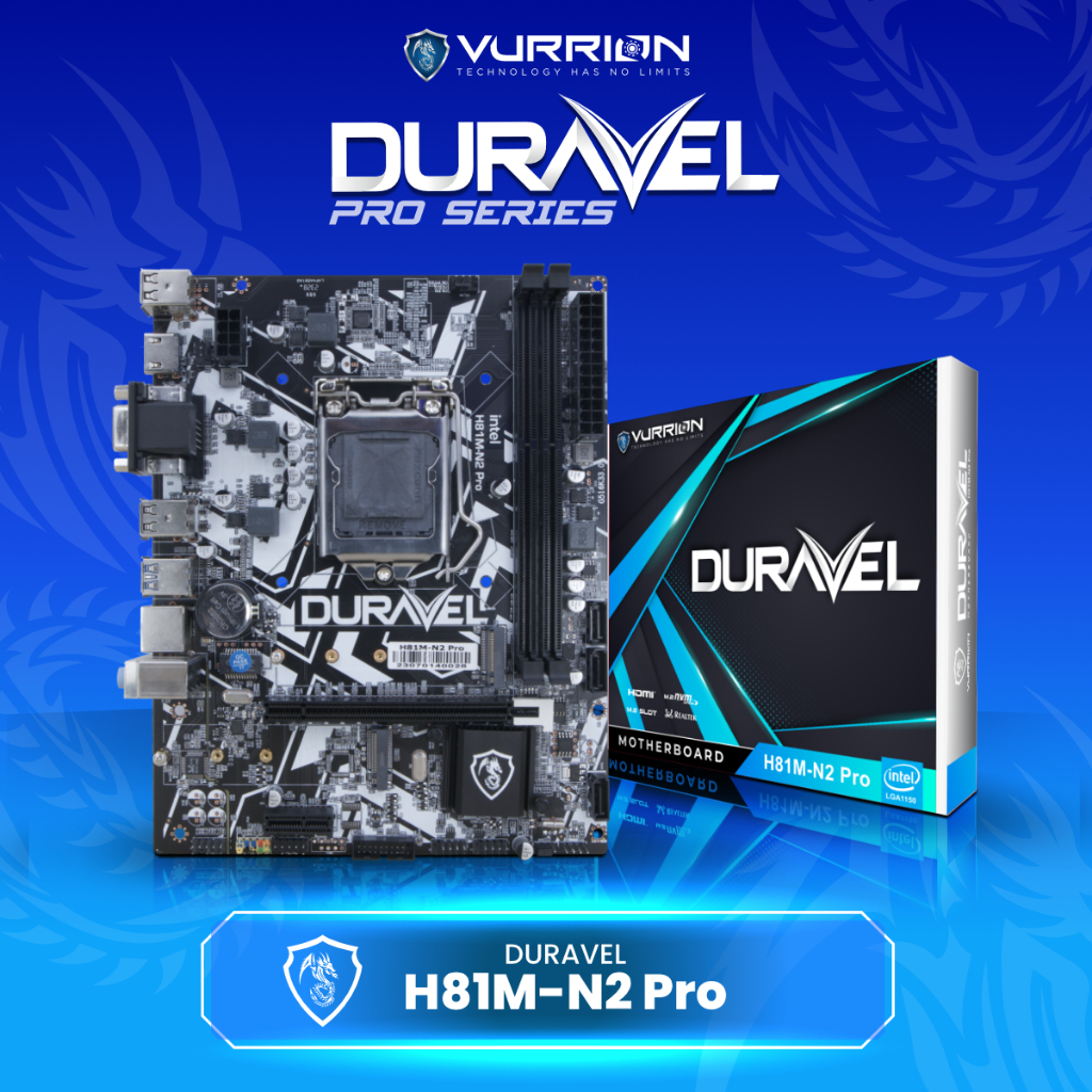 เมนบอร์ด H81M-N2 PRO Duravel Vurrion Intel LGA 1150 - Mobo H81 Gen 4 / 5 MB ชิปเซ็ต Inte B85 เมนบอร์