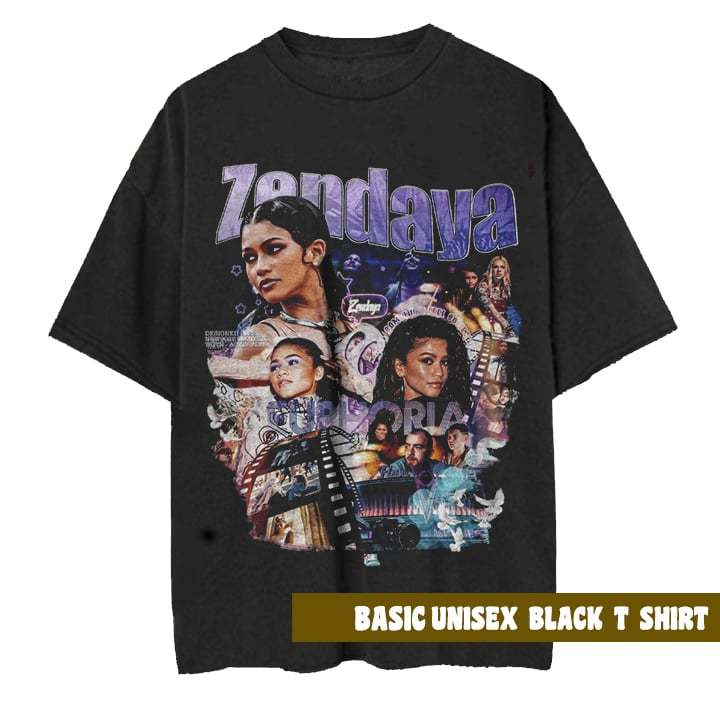เสื้อยืด Zendaya Retro Vintage - Unisex & Oversize | Basic & Washed Black