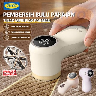 ZHYO Alat Penghilang Bulu Pakaian 6 Pisau 2-in-1 Penyedot dan Pemangkas Bulu Pemangkas Bulu Pakaian Rumah Tangga - Mesin Cukur Serat Kain