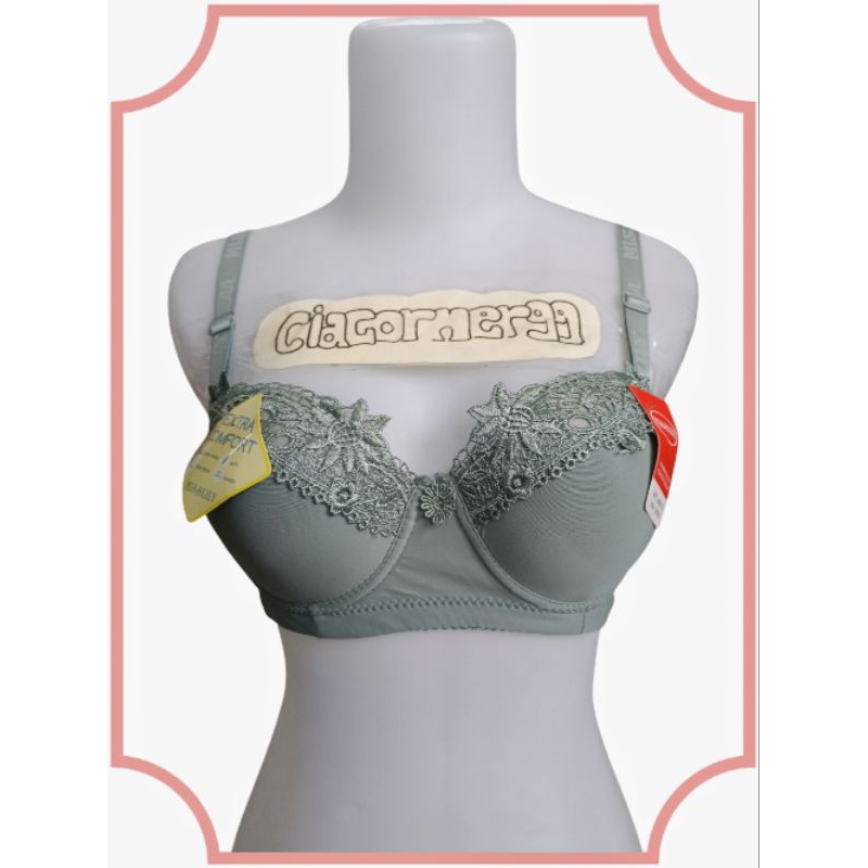 ชุดชั้นในสตรี BRA Cup C Wire MSSLLY A8813 พร้อมตะขอหลัง 3 ชิ้น พร้อมลูกไม้นุ่มสบายเป็นพิเศษ