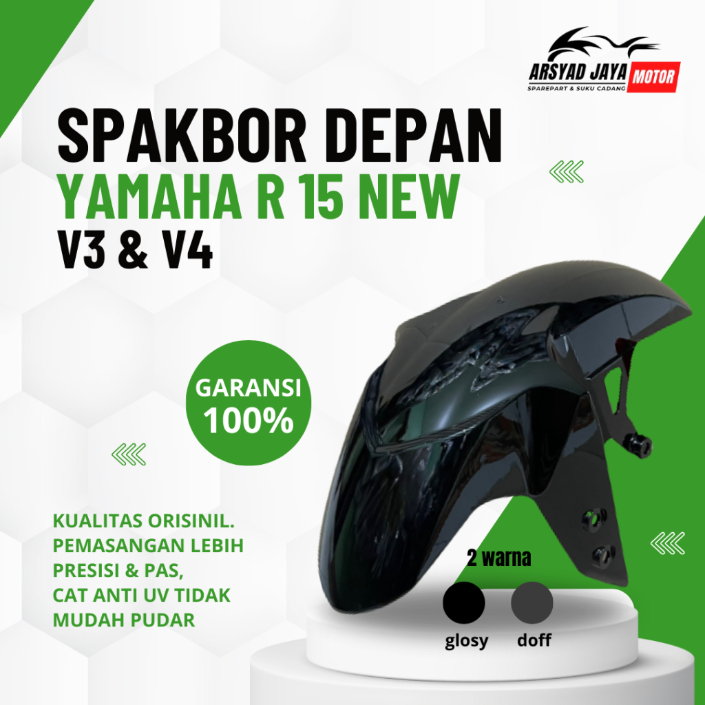 บังโคลนหน้า Yamaha R15 R 15 ใหม่ VVA V3 2017 2018 2019 2020 2021 BK6 สีดํา Glossy Doff Win ยี่ห้อ