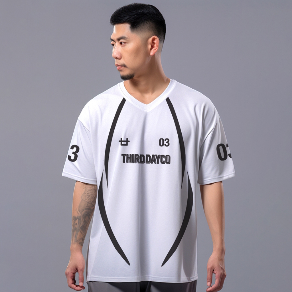 พรีเมี่ยม Oversize 260gsm Vintage Streetwear Heavy Jersey "03 วงเล็บ" สีขาว MTU35 สีดํา MTU36
