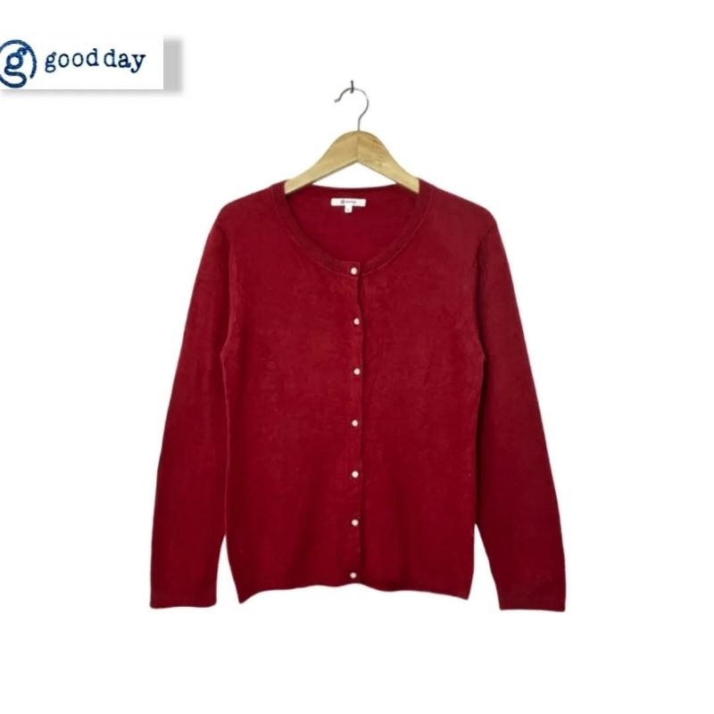 MERAH Maroon O-Neck Basic คาร์ดิแกน (CODE: B57 -29)