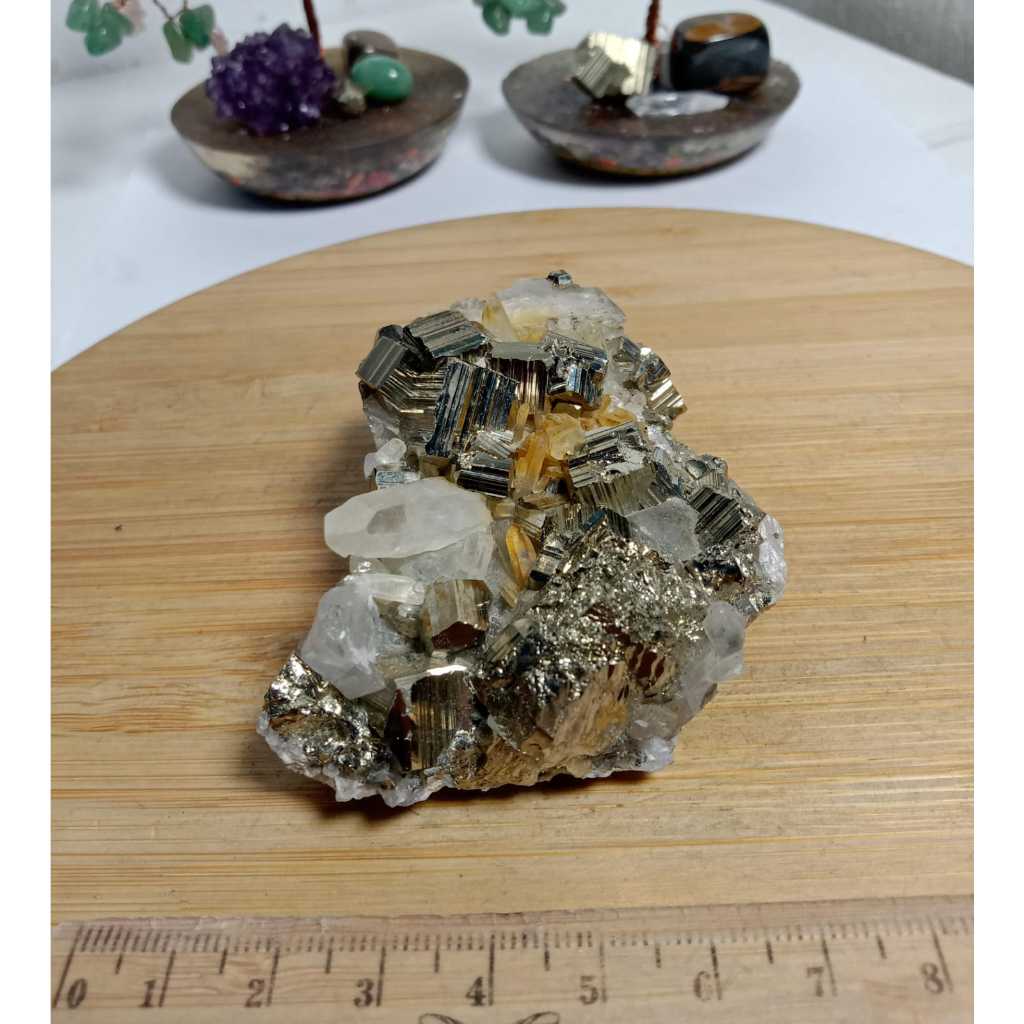 Natural Golden Cube Pyrite Cluster Nusantara คุณภาพสูงสุด (10)