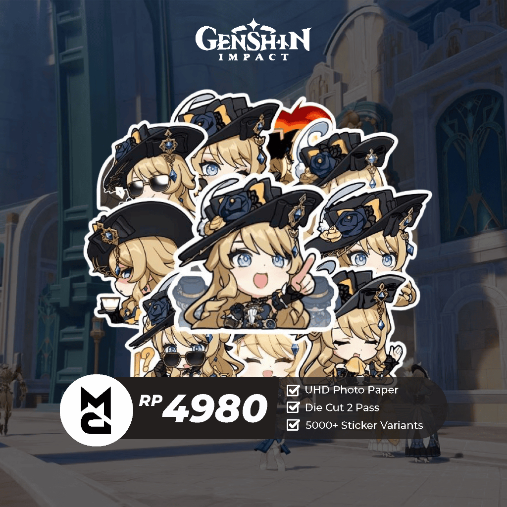 Genshin Impact Navia สติกเกอร์ไวนิลกันน้ําอะนิเมะความงามน่ารัก HP
