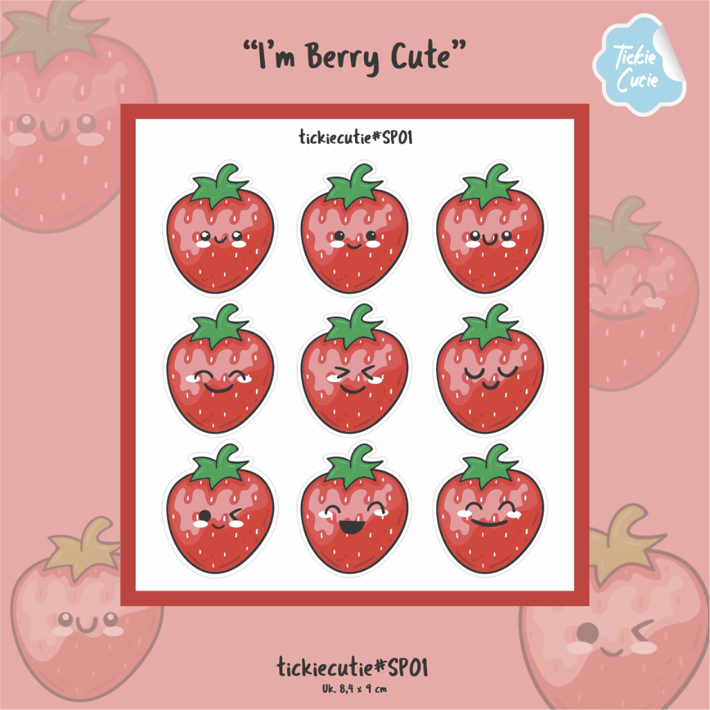 สติ๊กเกอร์ ickie cutie SP01 SP02 Strawberry Emoji