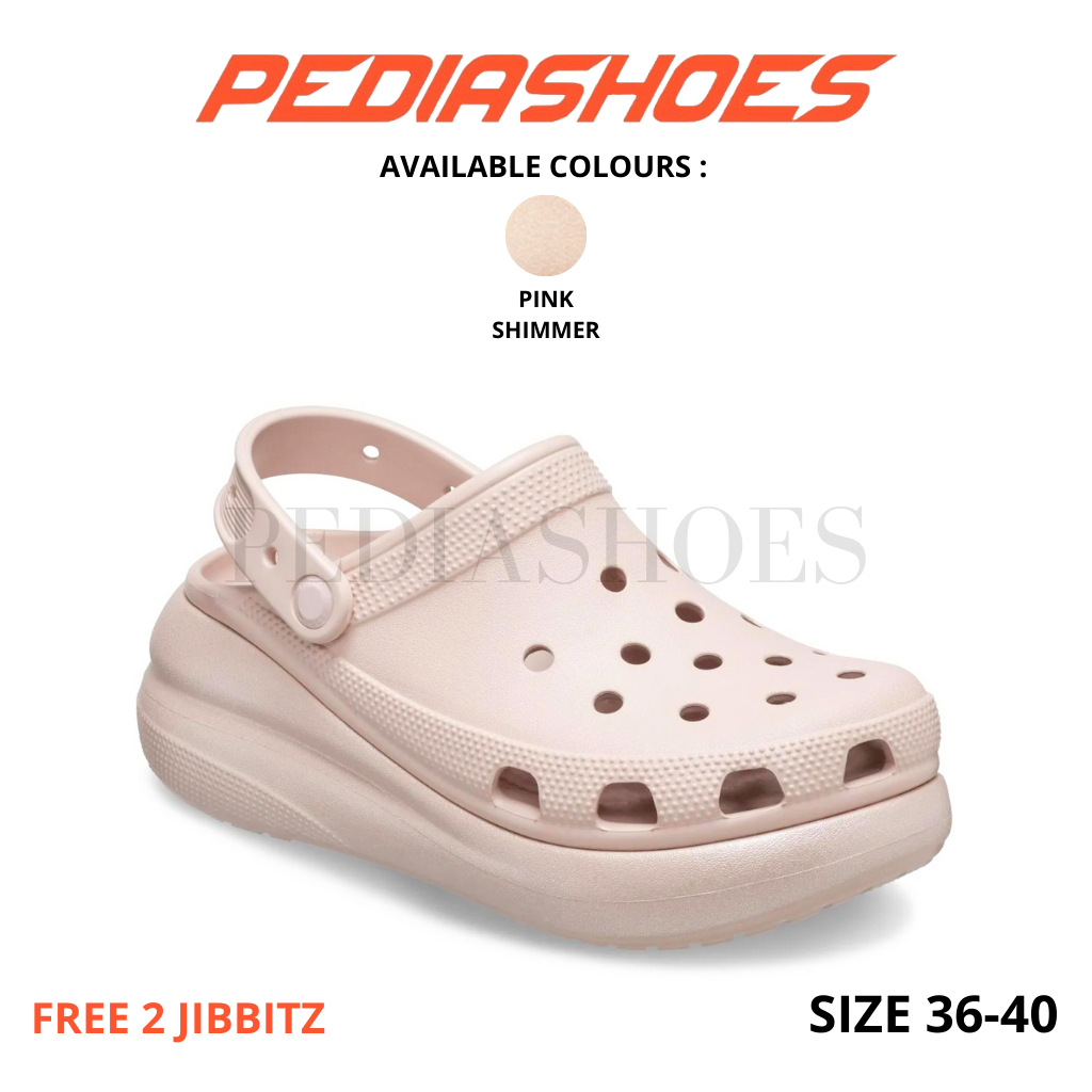 Crocs CRUSH CLOG SHIMMER/SANDAL CRUSH CLOG ผู้หญิงสีชมพู SHIMMER/SHIMMER CRUSH/WOMENS CLOG CRUSH/CLO