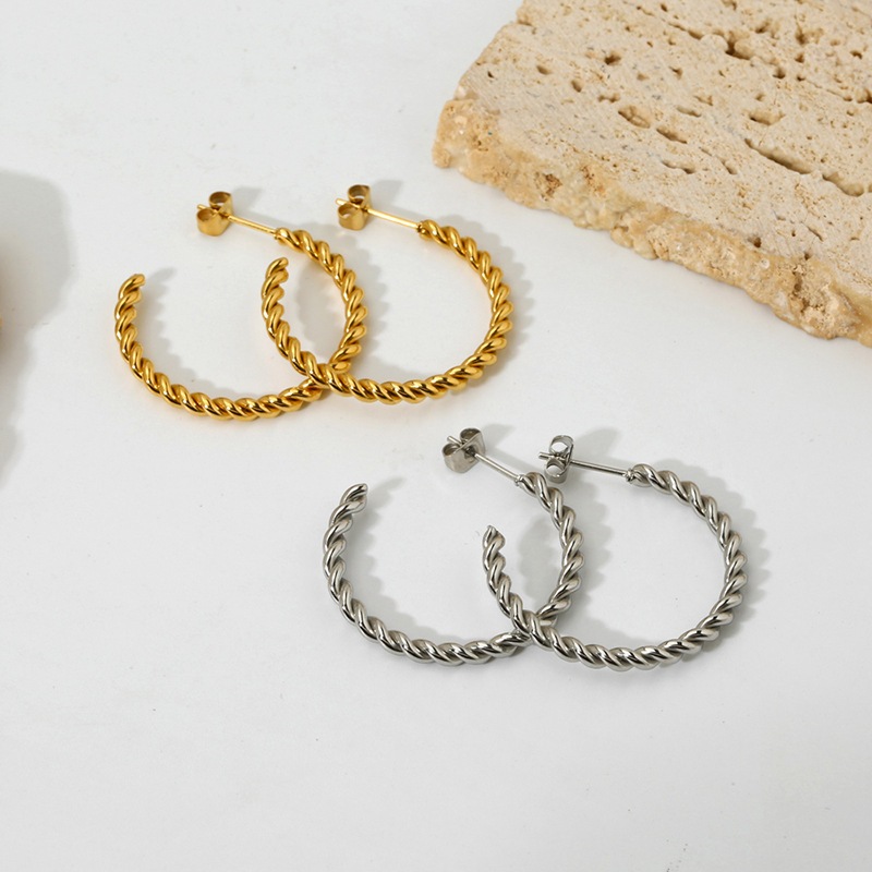 YooHang - ต่างหูแบบห่วง C ไทเทเนียมหยักคุณภาพสูง NEONA