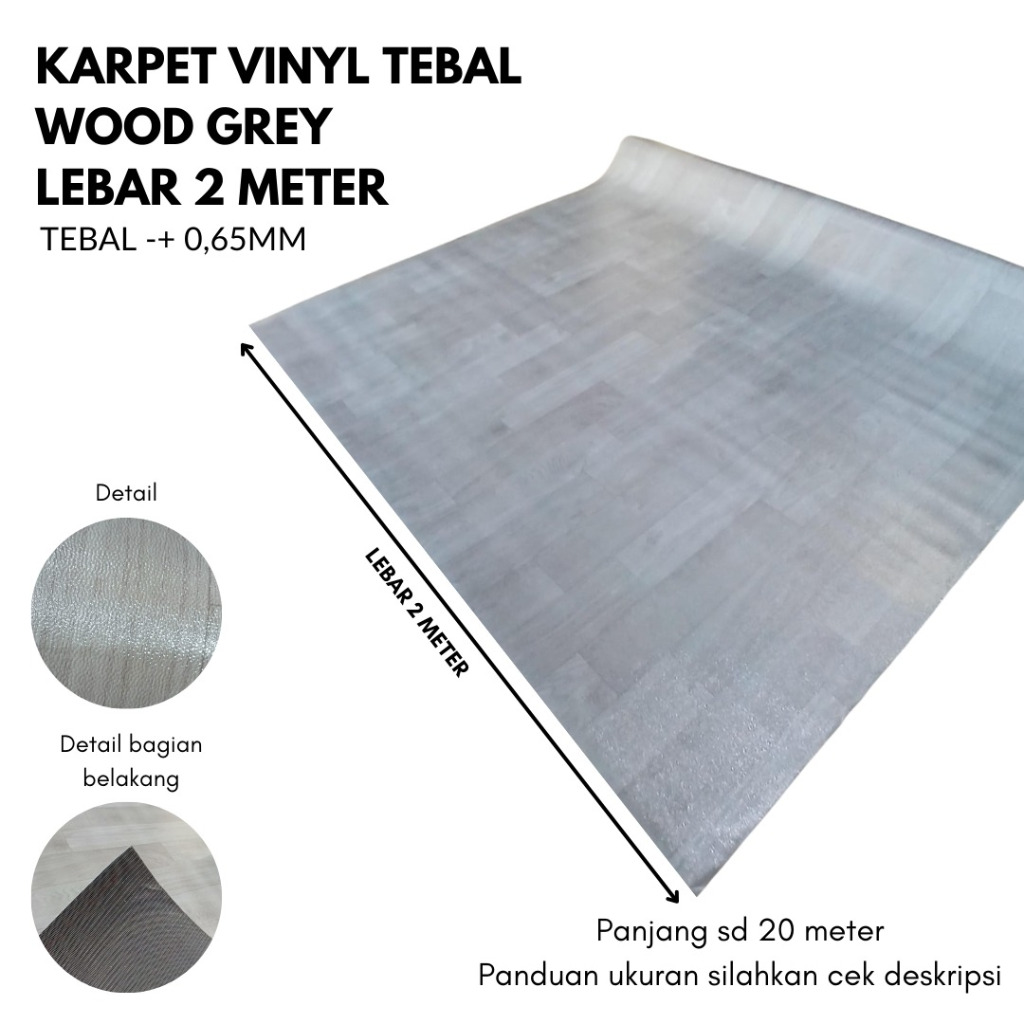 THICK IMPORTED VINYL FLOOR CARPET BY THE มิเตอร์ WOOD GREY Motif 1 x 2 เมตร [เมตร] กว้าง 2 เมตร