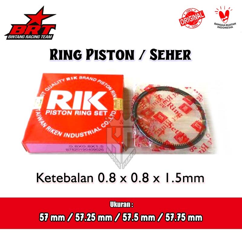 BRT RIK 57 57.25 57.5 57.75 มม. แหวนลูกสูบ ความหนา 0.8 x 0.8 x 1.5