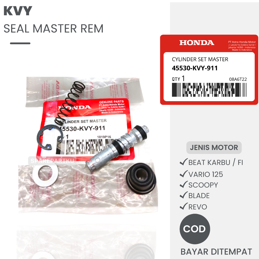 (KVY) BRAKE MASTER SEAL HONDA BEAT, BEAT FI, VARIO 125, SCOOPY, BLADE, REVO/ MASTER CELL/ BRAKE SEAL