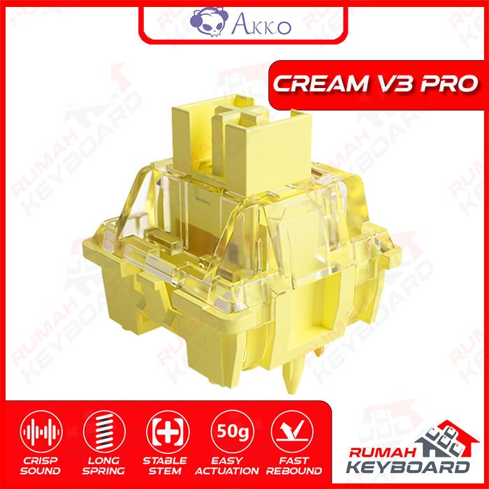 AKKO - CREAM - YELLOW - V3 - สวิตช์ - 5 PIN - 50g - PCB Mount - Linear