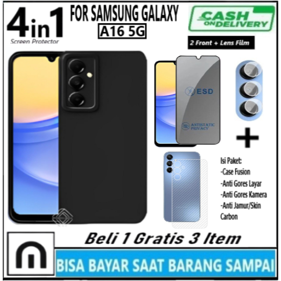 CLEARING WAREHOUSE PACKAGE 4IN1 CASE SLIM BLACK MATTE SAMSUNG GALAXY A16 5G A16 4G ป้องกันกล้อง