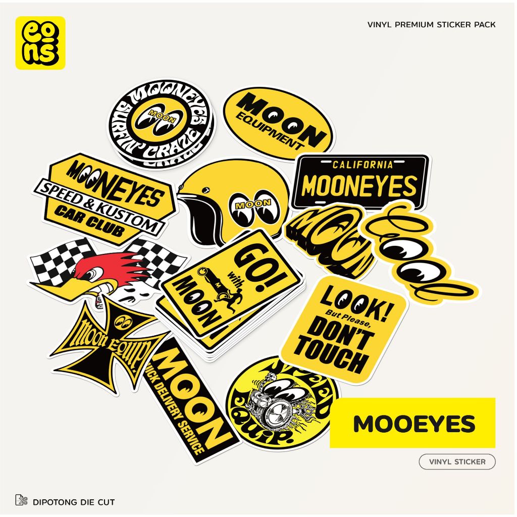 Mooneyes Die Cut ไวนิลกันน้ํา Doff สติกเกอร์ - หมวกกันน็อครถจักรยานยนต์ Vespa ความงามสติกเกอร์
