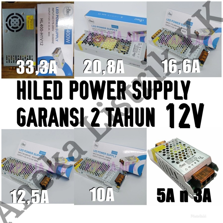 HILED TRANSFORMER SWITCHING POWER SUPPLY 12V DC 3A 5A 10A 12.5A 16.6A 20.8A 33.3A SLIM THIN LED Adap