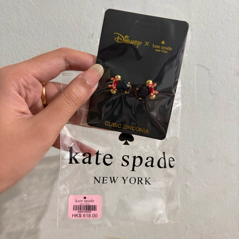 Kate spade x disney minnie mouse เครื่องประดับต่างหูต่างหู charm สตั๊ด ลูกบาศก์เซอร์โคเนีย ต่างหูหิน