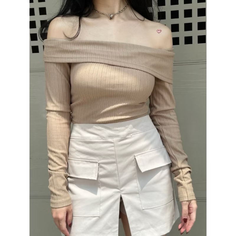 LD 86 P 36 SABRINA RIB TOP ONE SHOULDER WOMEN / SABRINA WOMEN LONG SLEEVE -PN