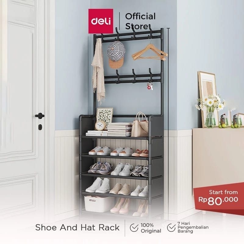Deli Furniture ชั้นวางรองเท้า Hanger Bag Hat / Shoes and Hat Rack Super Sturdy Minimalist 5 ชั้น VS7