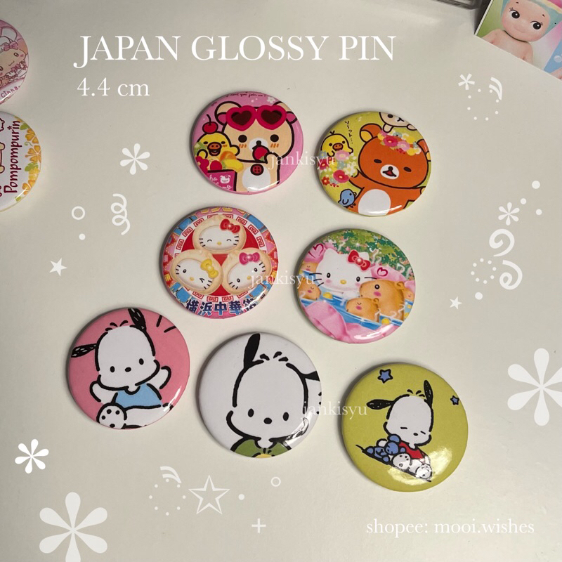 Japan Sanrio Hello Kitty Rilakkuma Glossy Pin Trinkets Japan Aesthetic Decor Bag