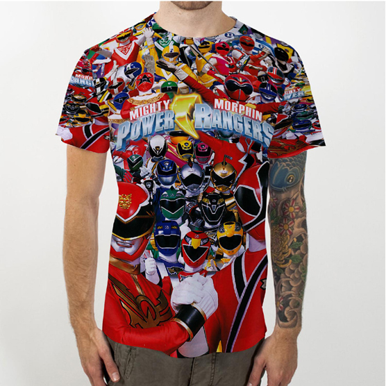 เสื้อยืด Power Rangers Fullprint โพลีเอสเตอร์ Jersey วัสดุ | เสื้อยืดลําลอง ไซส์ SML XL XXL 3XL 4XL 