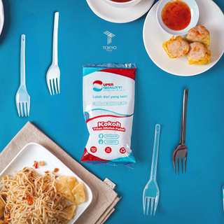 Garpu Makan Panjang Plastik Higienis PREMIUM/ Food Grade Tebal Kuat