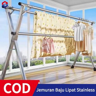 DGC Jemuran Baju Lipat Stainless Jemuran Baju Portable Gantungan Baju Jemuran Pakaian Anti Karat Kuat Tempat