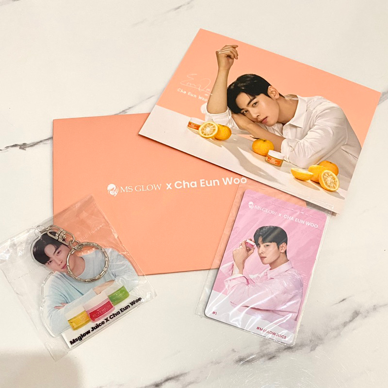 Msglow SET KEYCHAIN & โฟโต้การ์ด CHA EUN WOO X MSGLOW ต้นฉบับ