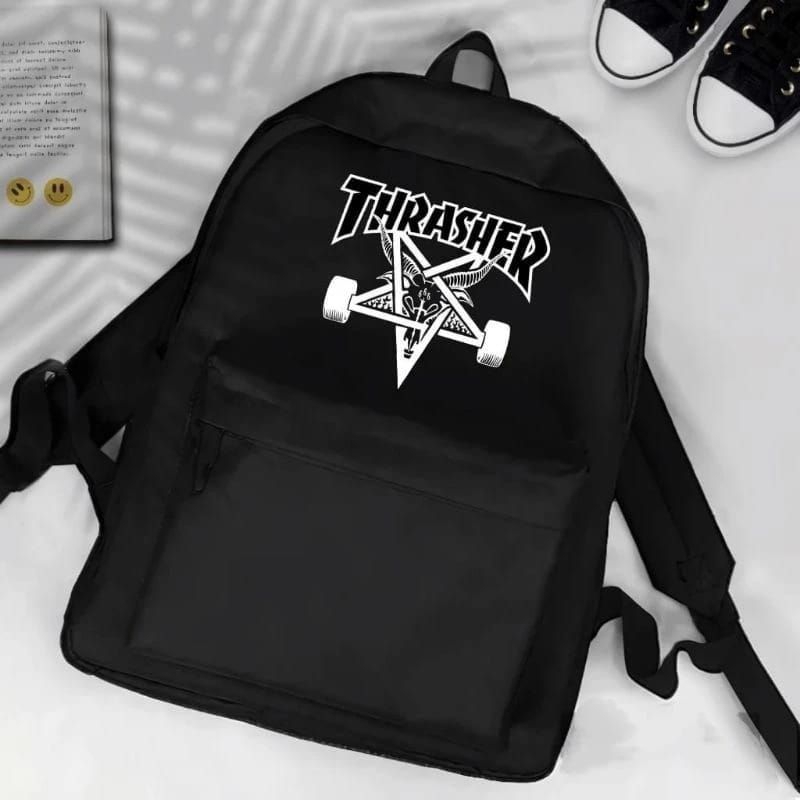 Hitam Bagpack Mens Black Thrasher Basic Backpack, Boys School Bag, Cutest Backpack