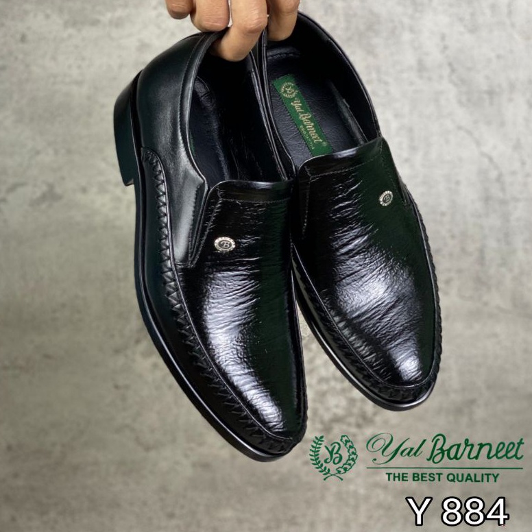 ผู้ชายLoafersรองเท้าสีดําอย่างเป็นทางการLoafers Party Workของแท้หนังPentopel Yal Barneet 884