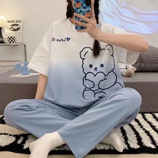 Glory XXL Baju Tidur Wanita Lengan Pendek Celana Panjang | Piyama Import | Baju Tidur Import Set