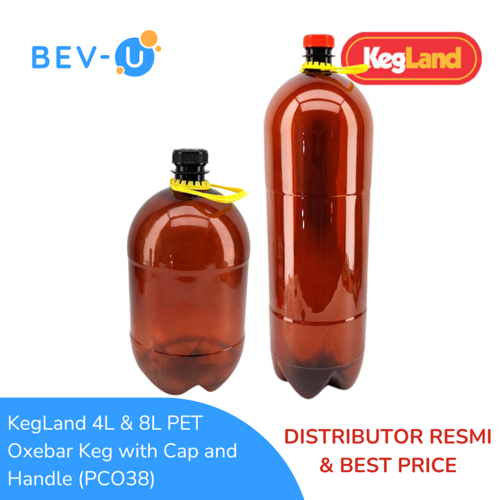 Kegland 4L & 8l Oxebar Mono Polymer Keg พร้อมฝาปิดและที่จับเบียร์โซดาคาร์บอนขวดดื่มพลาสติก - KL2487 KL22347