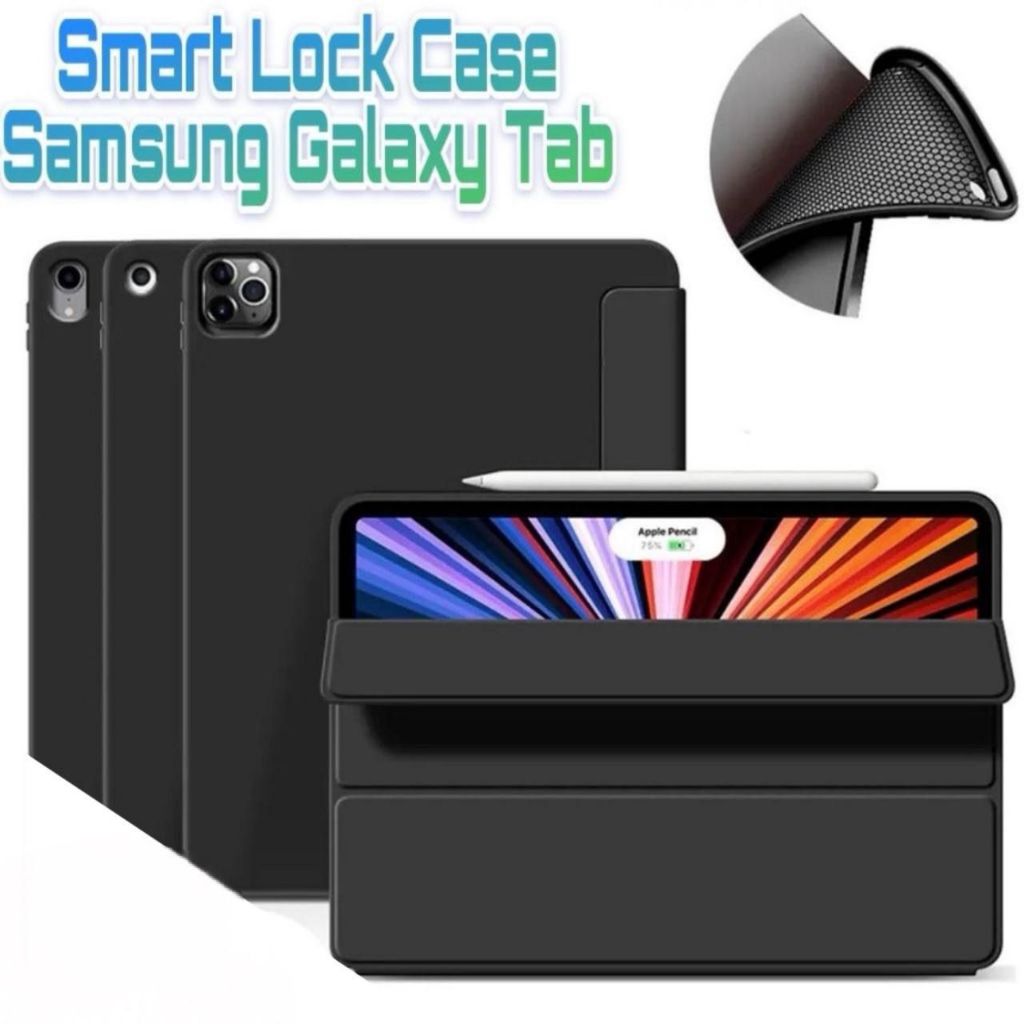 CASE SAMSUNG GALAXY TAB S6 LITE P615 SMART LOCK FLIP LEATHER SLOT PEN CASE MAGNETIC