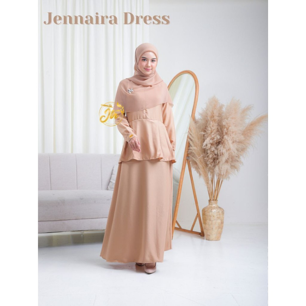 Jlantir - JENNAIRA DRESS อย่างเป็นทางการธรรมดา Gamis PNS TEACHER Moscrepe Premium Busui LATTE JTR
