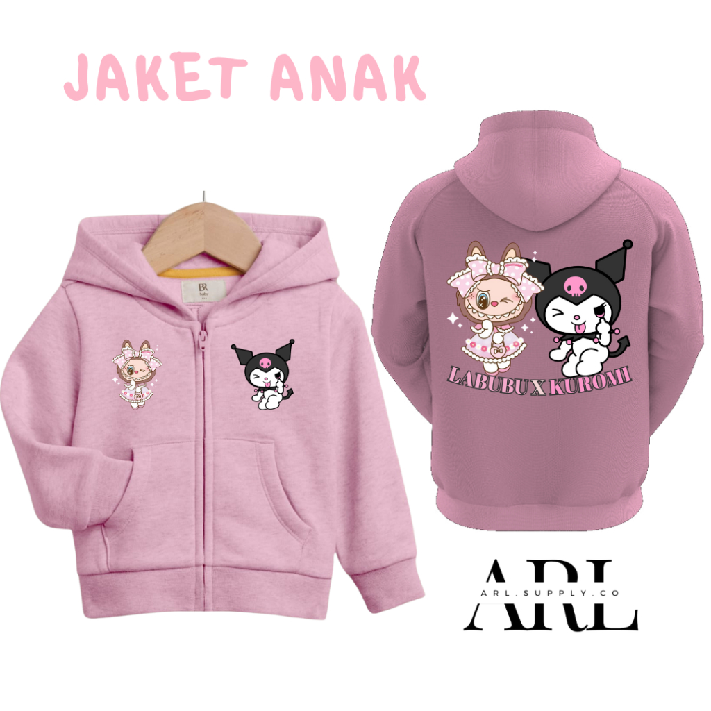 เสื้อแจ็คเก็ตเด็กผู้หญิง Labubu X Kuromi สําหรับเด็กอายุ 1-12 ปี