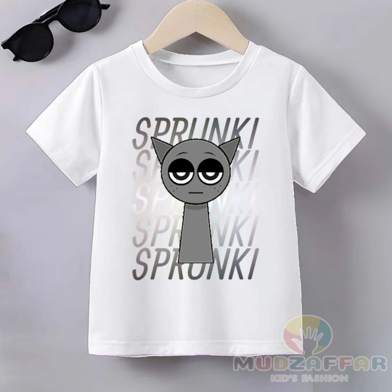 Incredibox SPRUNKI เสื้อยืดสีเทา CHILDRENS CHARACTER SPRUNKI CHILDRENS เสื้อยืด