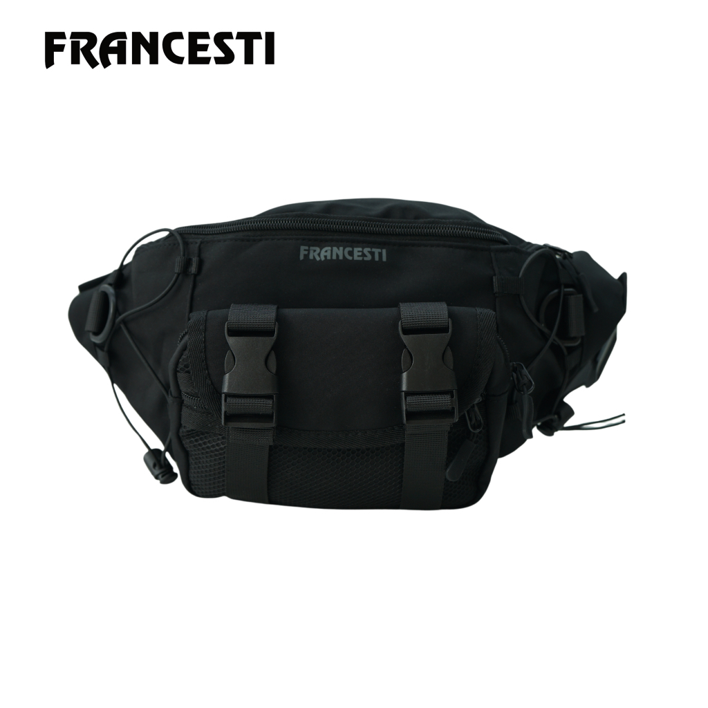 Francesco กระเป๋ากันน้ําผู้ชาย 5264 กระเป๋าคาดเอว สีดํา